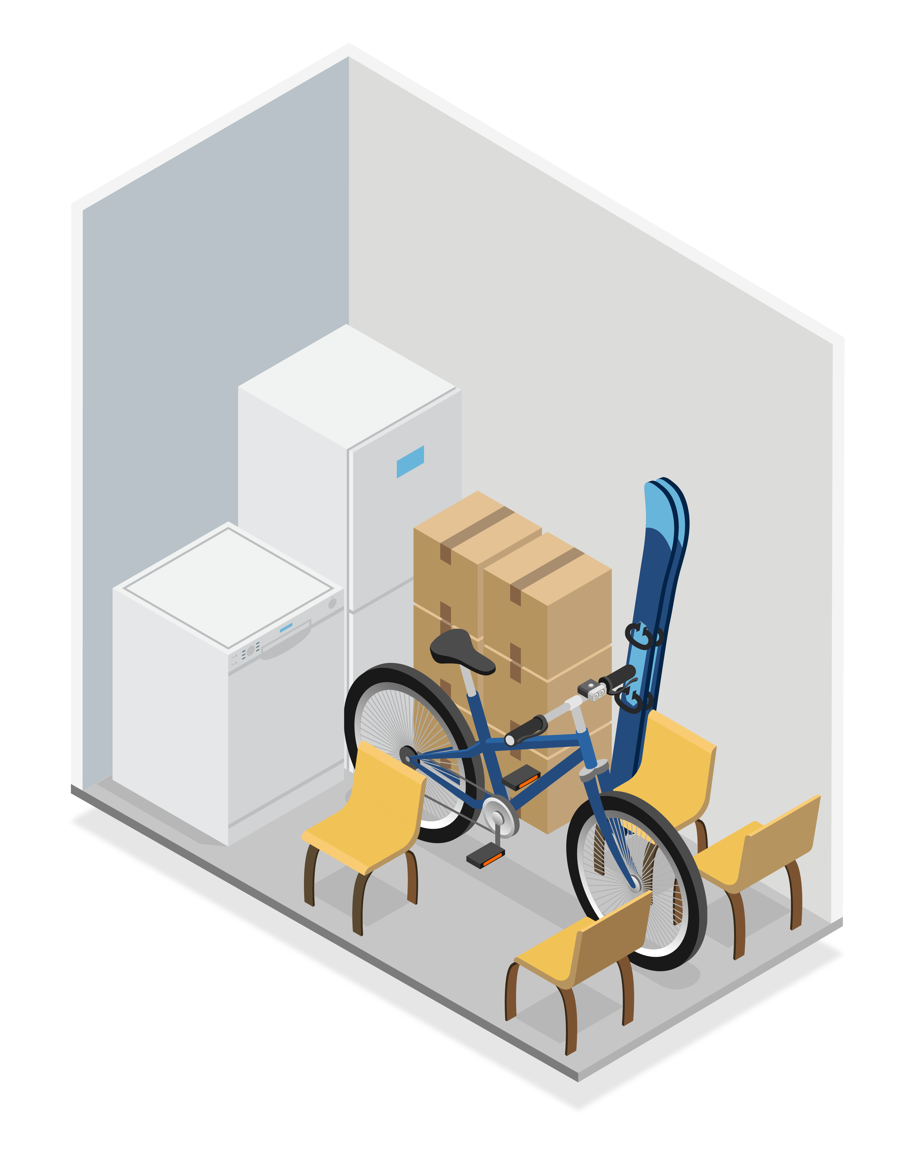 Box de stockage 1 m2 - Visualisation de l'espace de stockage et dimensions