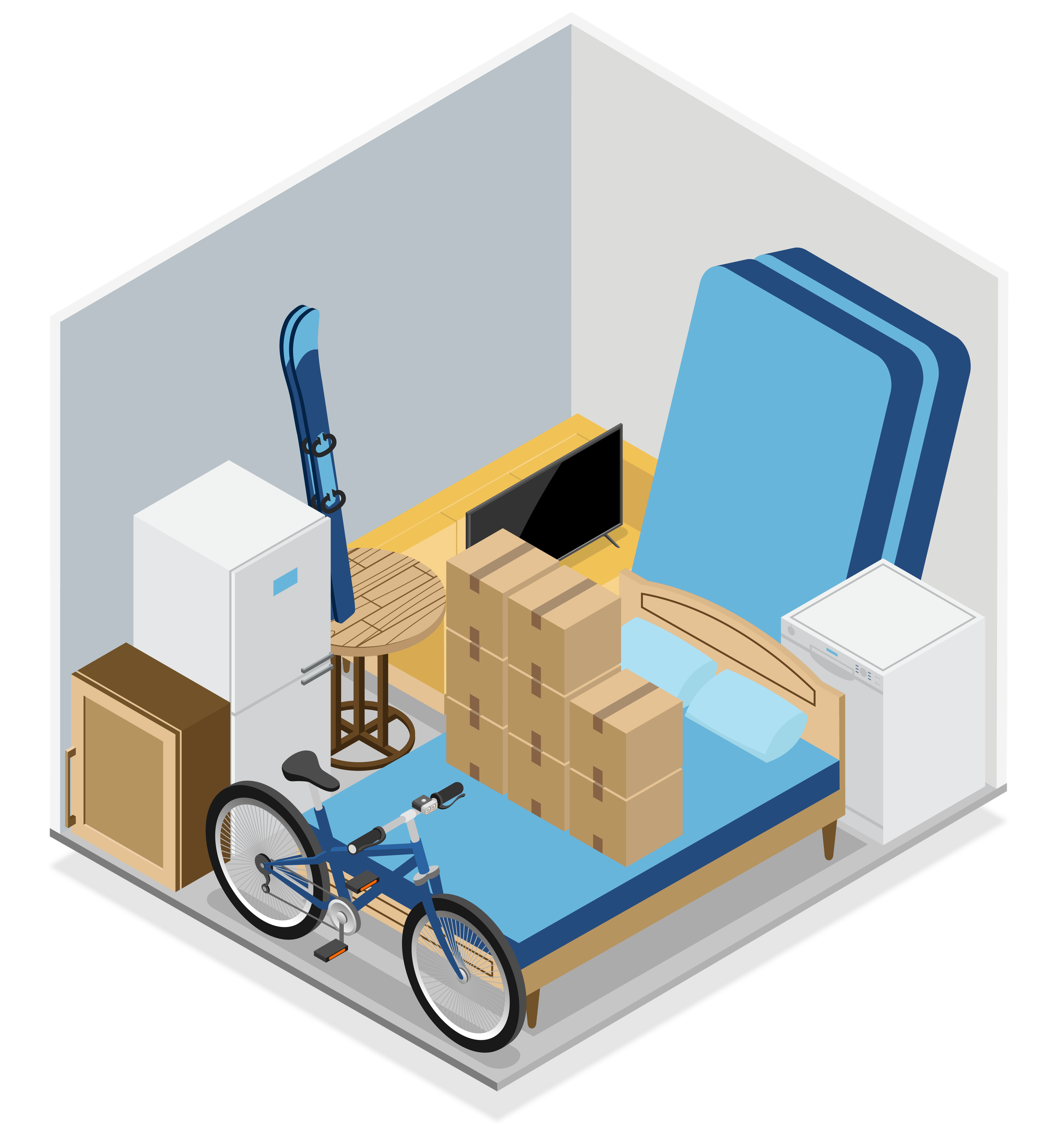 Box de stockage 4 m2 - Visualisation de l'espace de stockage et dimensions